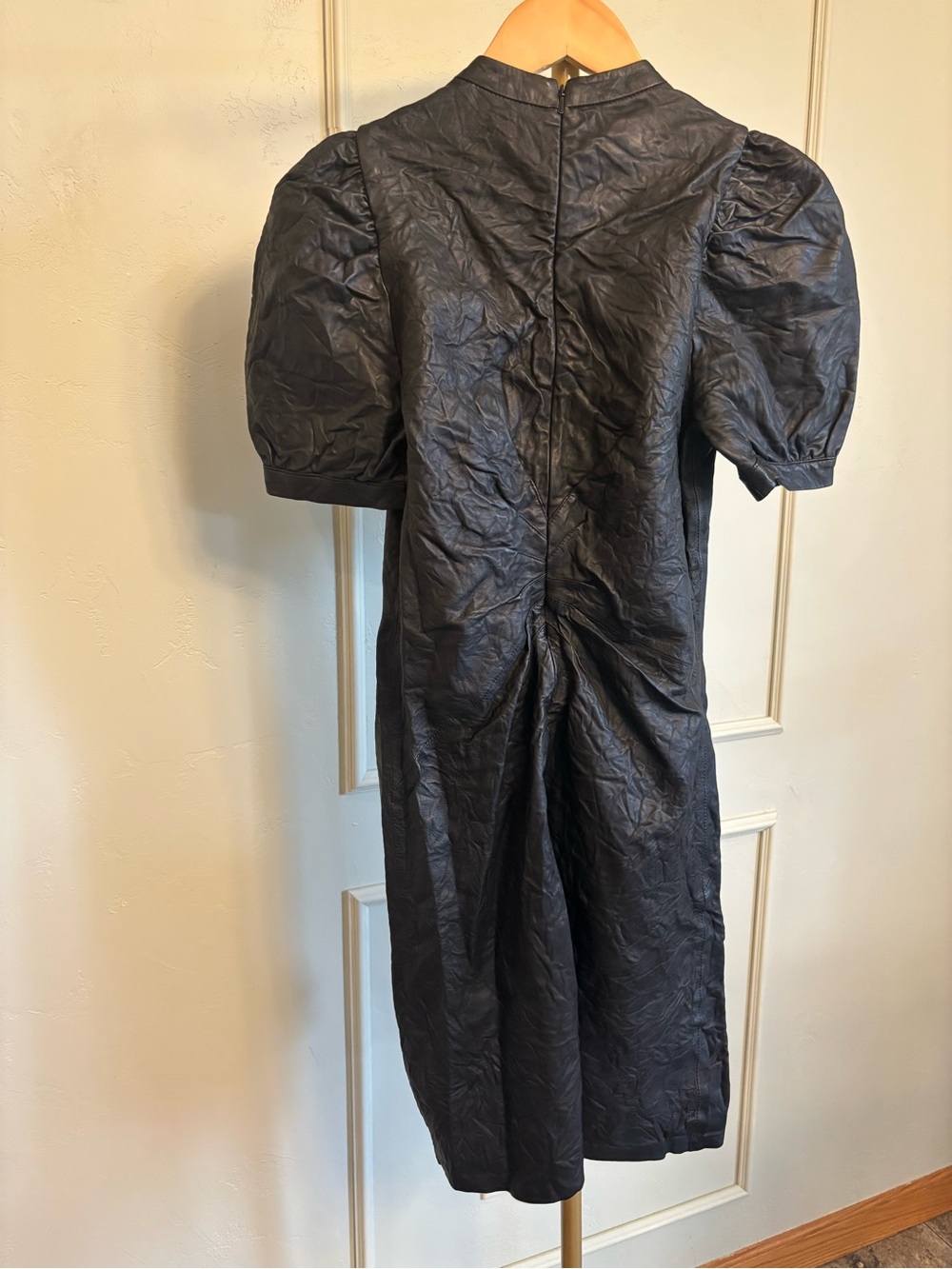 Zadig & Voltaire Black Dress Leather Twisted Waist Puff Sleeve Mini MSRP $998 - Picture 3 of 5